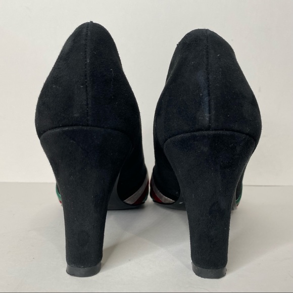 Faryl Robin Suede Velvet Crossover Front Heel Open Toe 40s Retro Anthropologie 6 - Picture 9 of 15